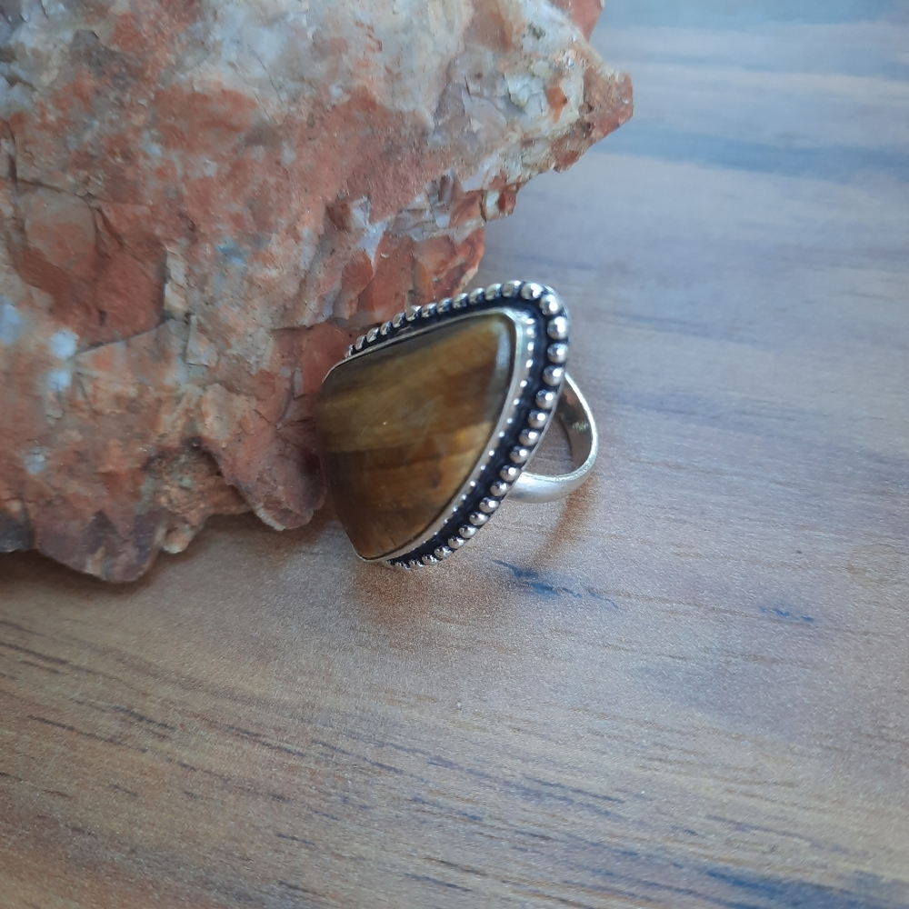 Unisex Golden Tiger Eye Ring (7.5) - Picture 14 of 15